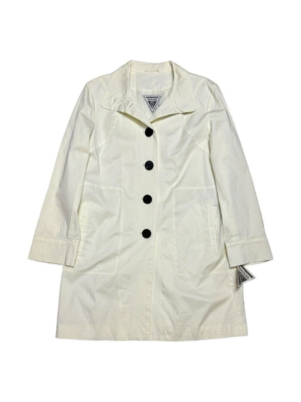 VINTAGE Marvin Richards Designer Ivory White Long Business Casual Trench Medium